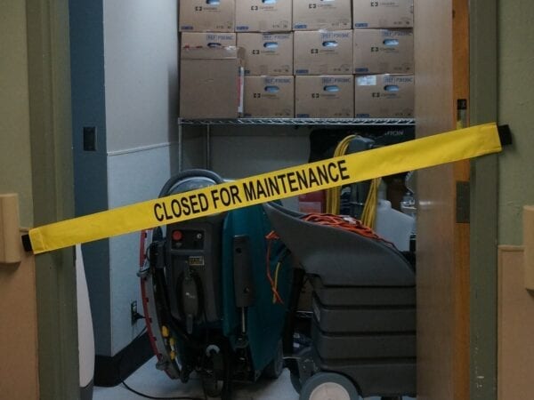 “Closed for Maintenance” Signage of an Inventory Room